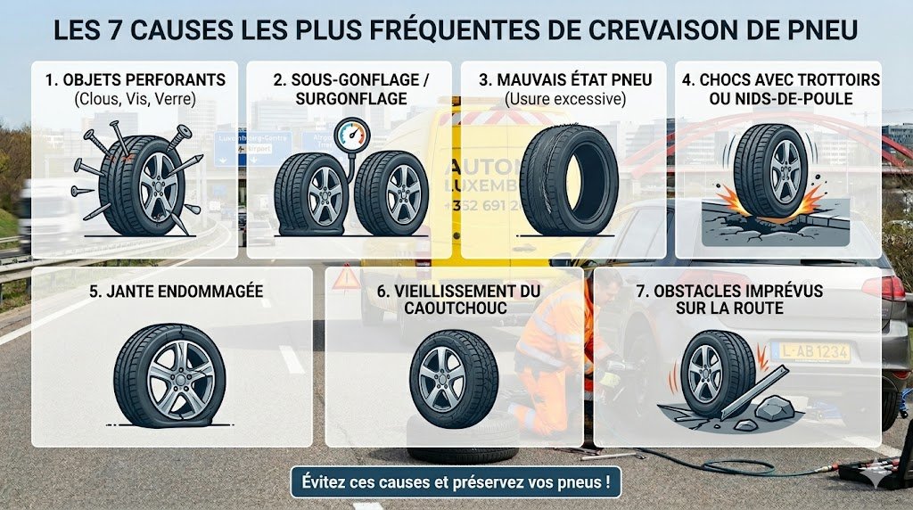 Les 7 causes les plus fréquentes de crevaison de pneu