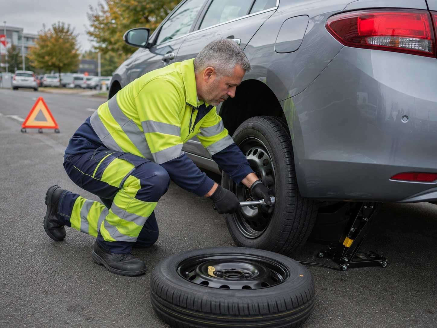 Pneu crevé ? Changement de roue de secours