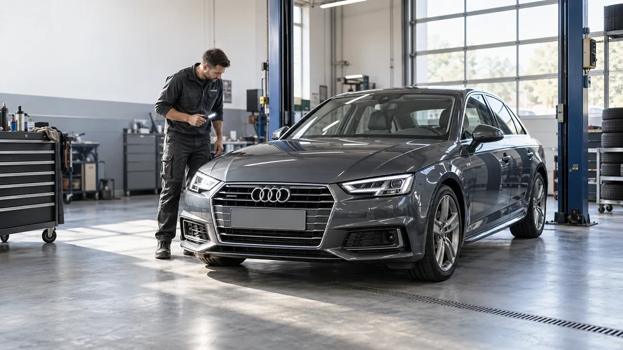 Voiture Audi dans un atelier automobile indépendant pour un entretien au Luxembourg